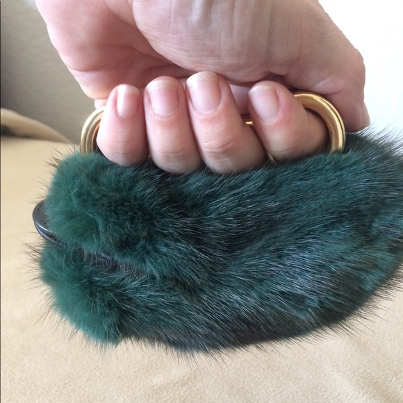 Mini MINK Brass knuckle clutch #Ysl - Picture 2 of 7